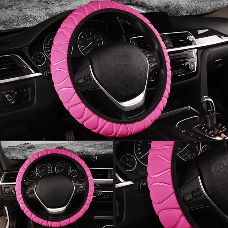 Universel blød varm plysdæksler bil ratdæksel bil-styling perle fløjl auto dekoration vinter lyserød sort skridsikker