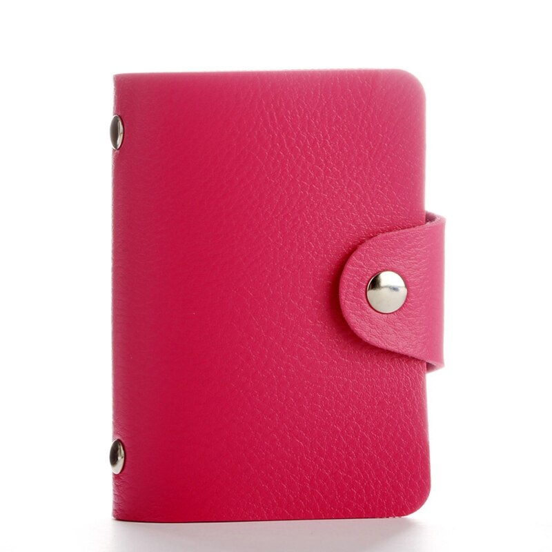 Skórzany identyfikator firmy PU etui na karty kredytowe kieszonkowy portfel portmonetka Organizer C90E: Hot Pink 12 Bits