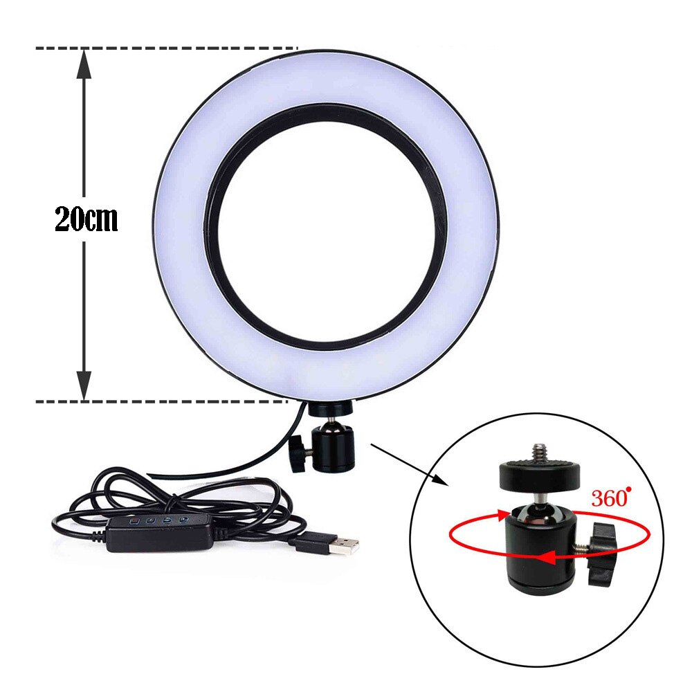 20cm LED Ring Light Dimmable USB Lamp For Photo Video Studio Makeup Lights Live Lamps