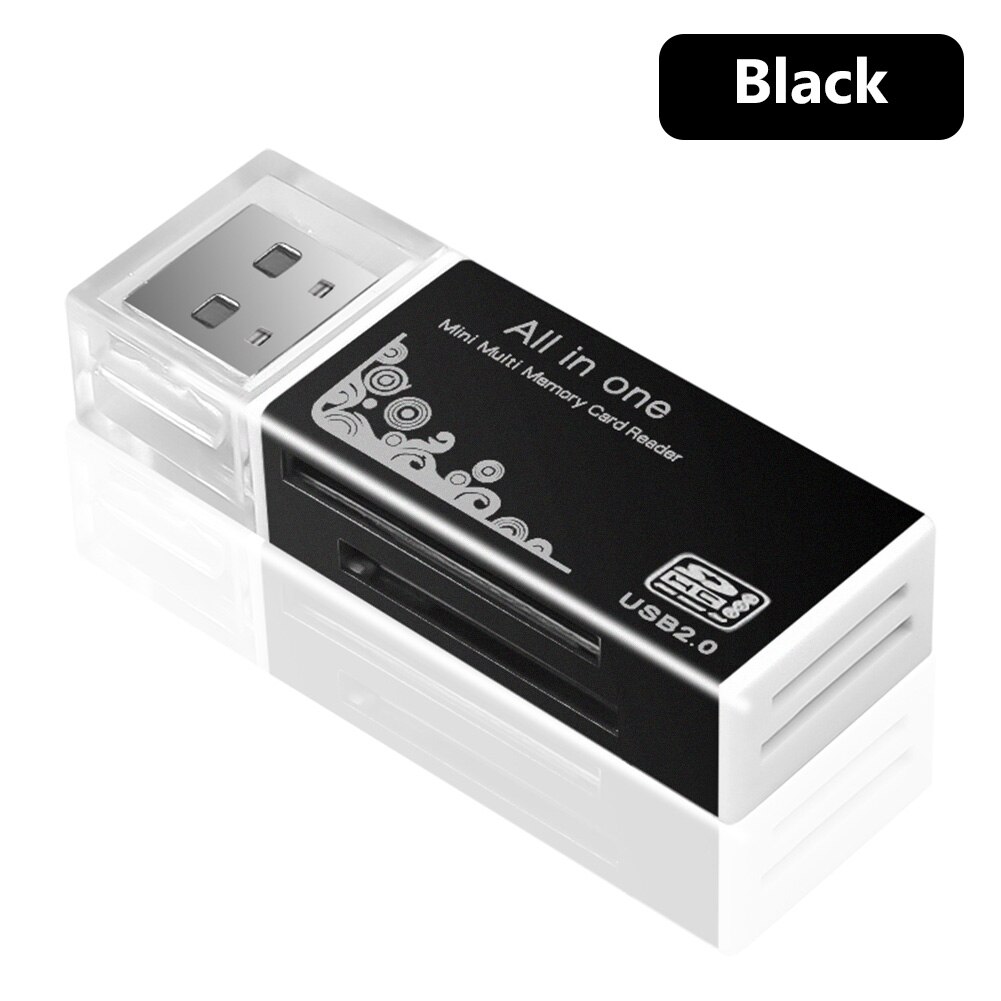 Draagbare Hoge Snelheid Kleurrijke 4 In 1 Usb 2.0 Micro Sd T-flash Tf Memory Card Reader Microsd Transflash Naar Usb flash Drive Adapter: Black