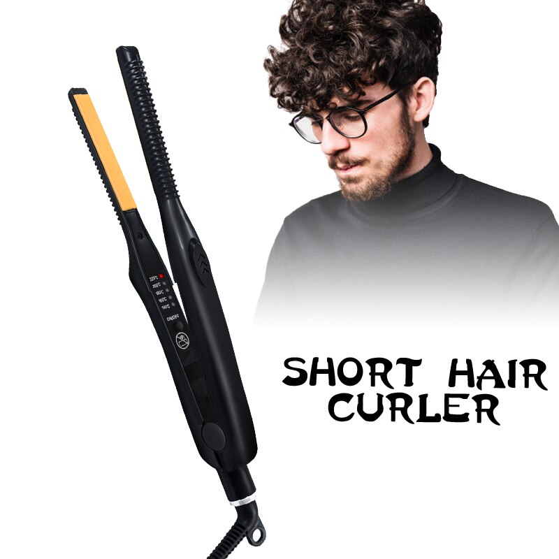 Hommes 10mm plaque cheveux bigoudi céramique électrique baguette à friser redressage fer plat pour cheveux courts maison Ultra-mince moelleux racine de cheveux