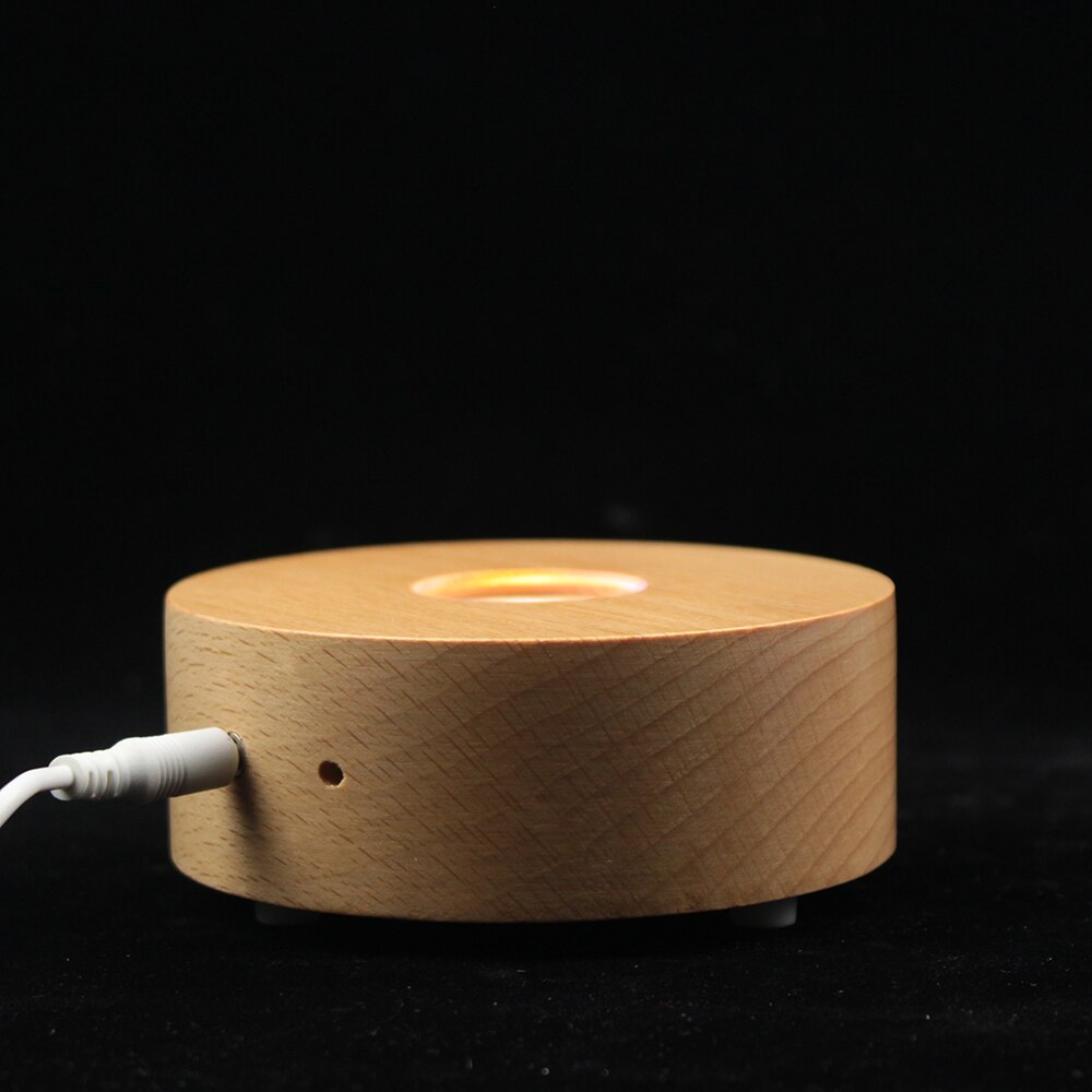 Base de Luz Led de madera para bolas y cubos de cristal, coloridas, de lujo, 100mm