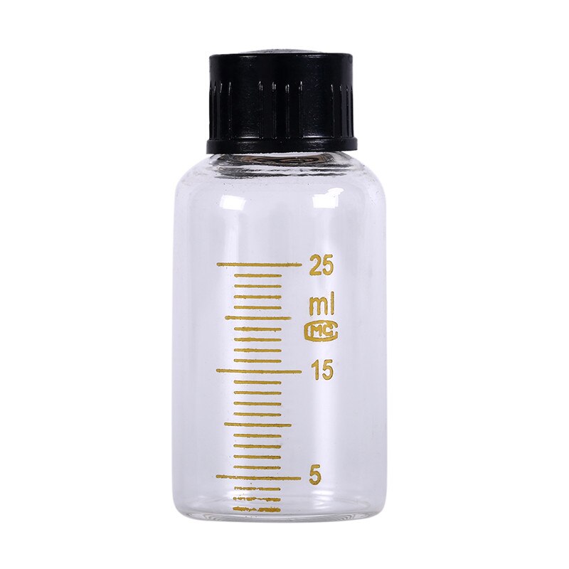 1Pcs 25ml Plastic Black Screw Cap Graduated Round Glass Reagent Bottle Screw On Cover Graduation Sample Vials