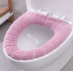 Husholdningsvaskbart polstret toiletsæde multifunktionelt moderne hjem badeværelse toilet sæde pude rengøringsbetræk: Lyserød