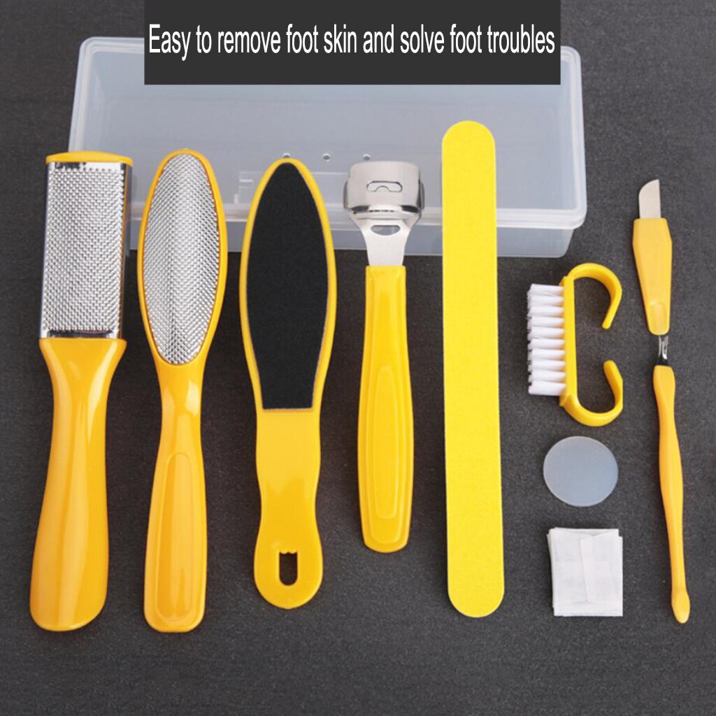 PEDICURE SET 10pc Foot File Kit Scraper Nails Feet Care Tools for Women Callus