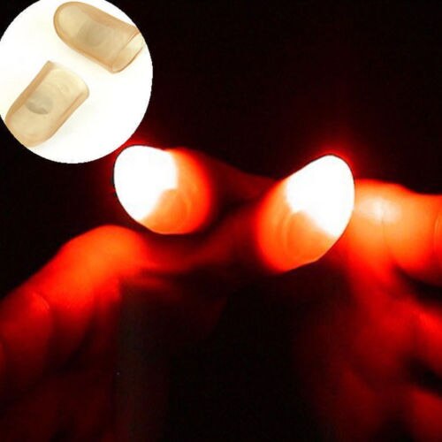 2 stk fest lysende legetøj magisk lys op glød tommelfingre fingre trick vises lys tæt på