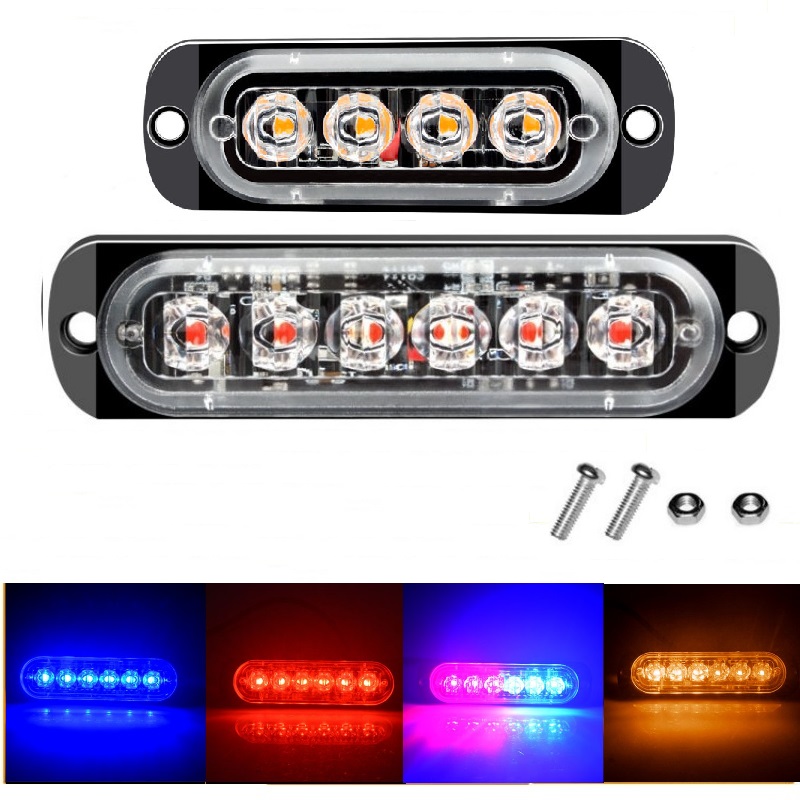 6LED 4LED luz de advertencia de coche luz de avería de parrilla coche camión remolque baliza lámpara LED luz lateral ámbar 12V - 24V