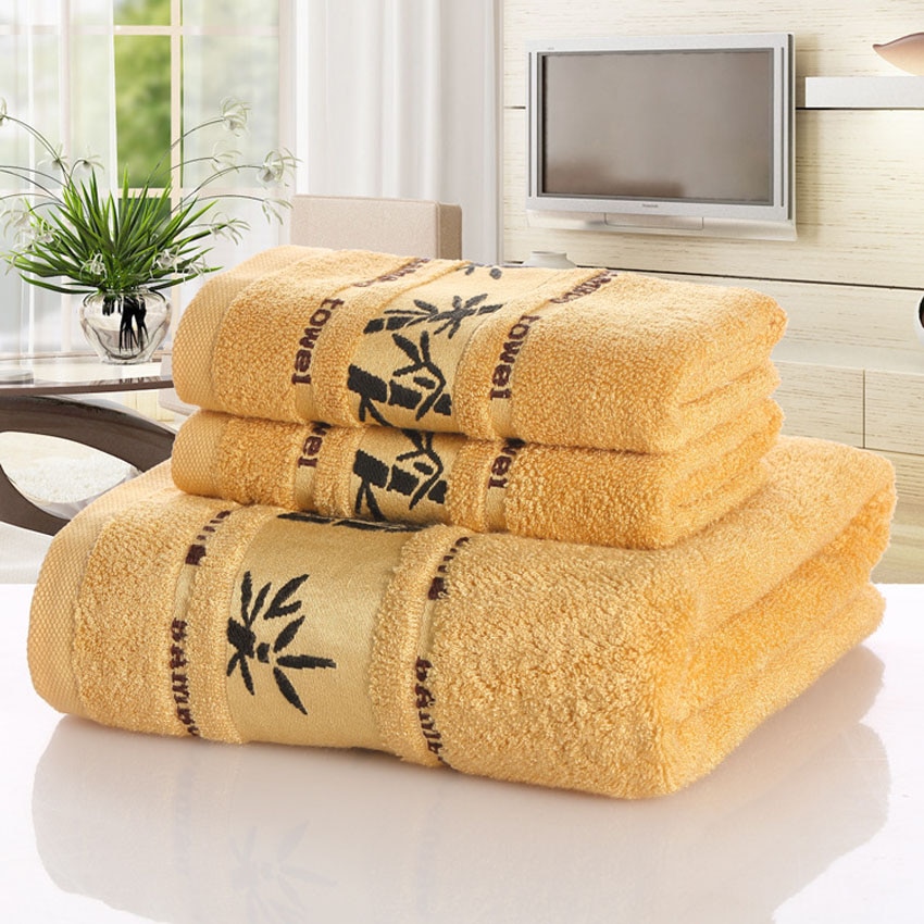 Bamboevezel Handdoeken Set Thuis Badhanddoeken Voor Volwassenen Gezicht Handdoek Dikke Absorberende Luxe Badkamer Handdoeken Toalha De Praia: Yellow / 2pc34x75-1pc70x140