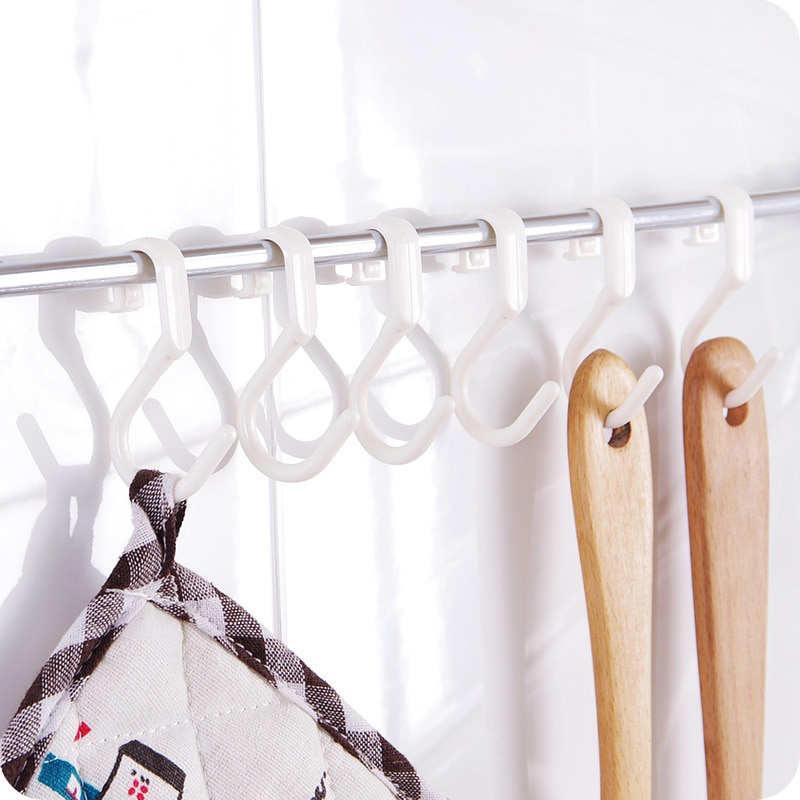 10pcs Home Storage Hooks Kitchen Storage Hanging Holders Kitchen Cabinet Practical S Shaped Hooks Household Organizer