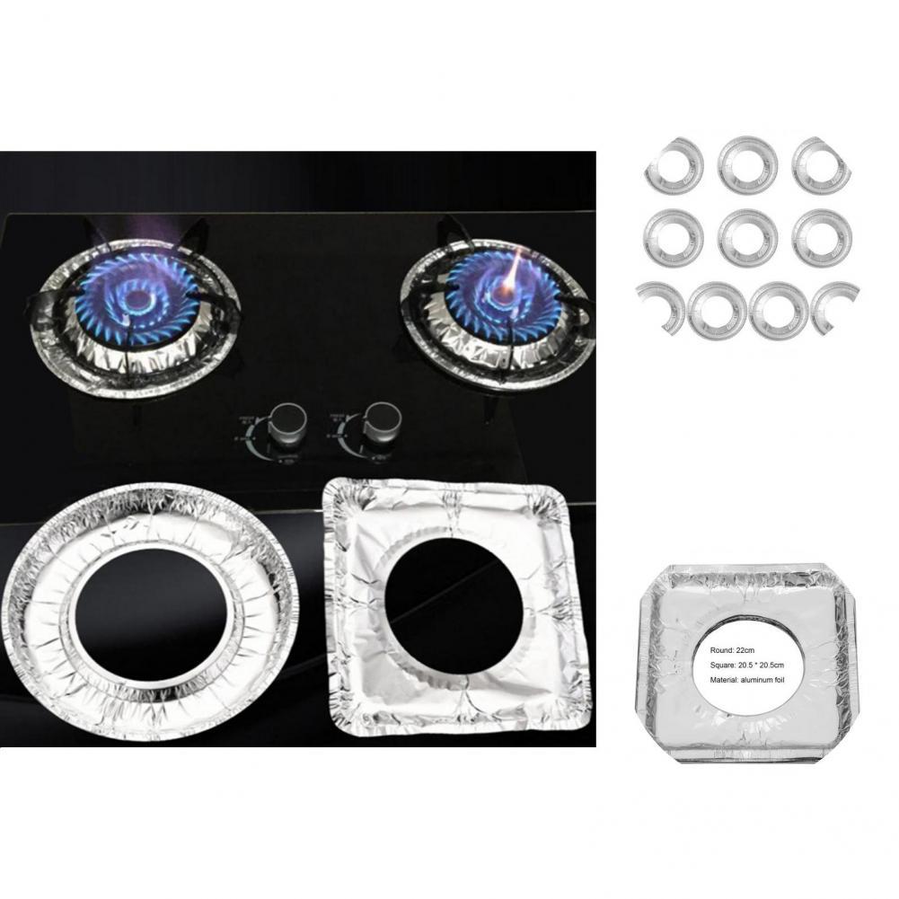 10Pcs Stove Pad Waterproof Removable Gas Stove Protector Round/Square Shape Stovetop Protector for Home Gas Stove Cover
