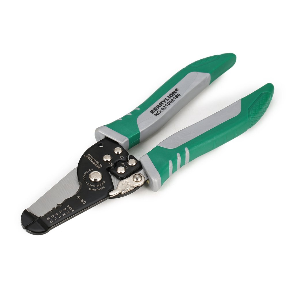 BERRYLION 2 in 1 Wire Cable Scissor Cutter Wire Stripper Wire Cutting Pressing Stripping Pliers Electrician Hand Tools