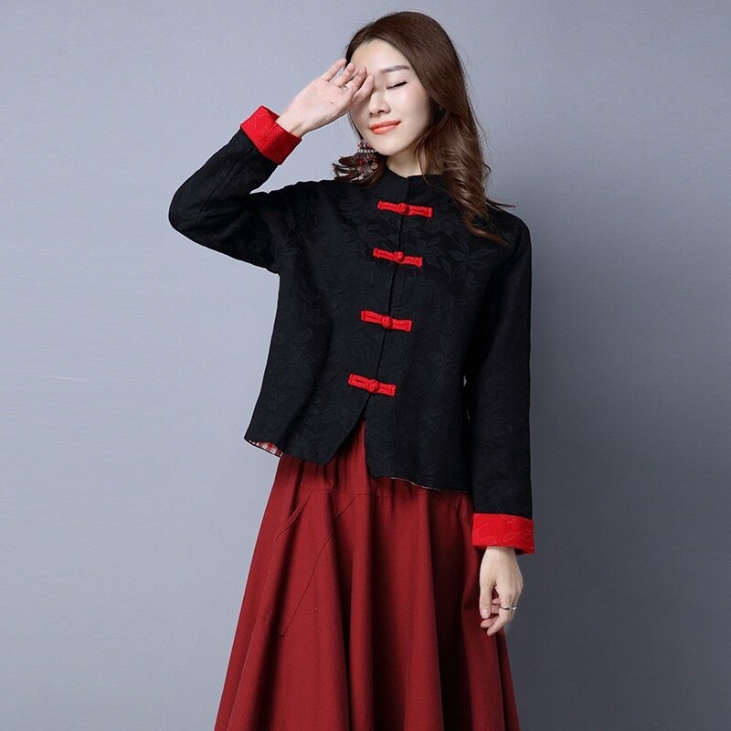 Hanfu-ropa de estilo chino Vintage para mujer, traje Tang de lino y algodón de manga larga, Tops de tradicional de China, abrigo, T2441
