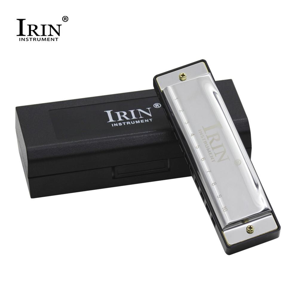 IRIN Portable 10 Hole 20 Tone G Key Harmonica: Silver