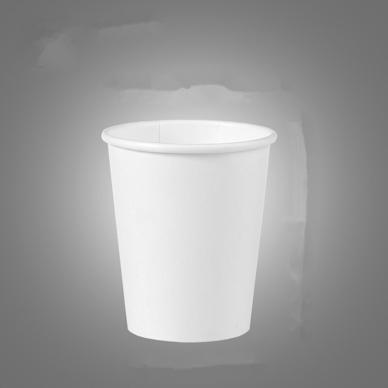50 stuks dikke witte papieren wegwerpbekers voor koffie, 250ml kleine bekers voor sap, water en drank, met deksels en bruine mouwen: Alleen een kopje