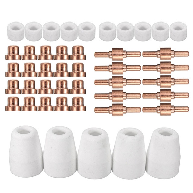 85Pcs Air Plasma Cutting Tips For LG-40 PT-31 Cutter Consumables CUT-40 CUT-50D CT-312 Swirling Rings Electrode Shield Cups 40A: 45Pcs