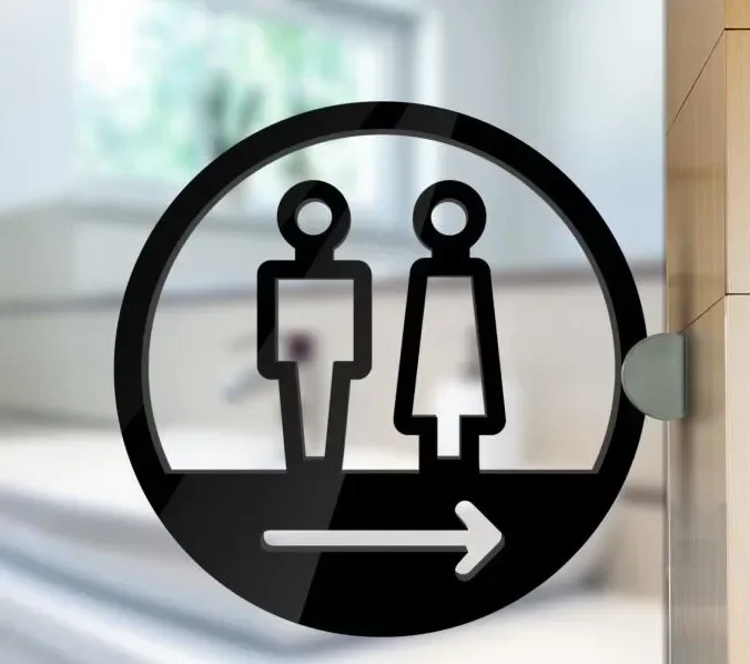Door Sign Double-sided Side Mounted Restroom Reminder Sign Men's and Women's Bathroom Signage Acrylic Hotel WC Toilet Signage: Apple Golden