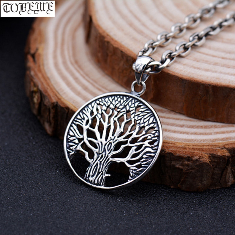 Ketting met 100% 925 zilveren levensboomhangers, ketting met 925 sterling zilveren levensdriehangers en geluksamulet