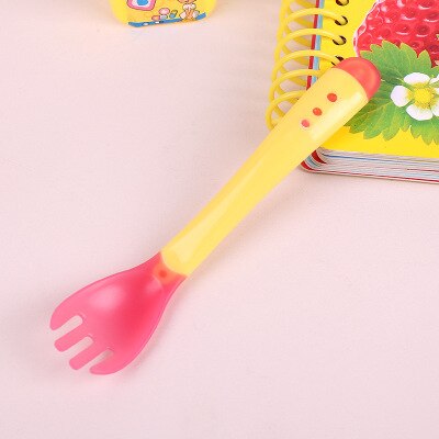 3 Kleuren Baby Lepels Temperatuur Sensing Lepel Voor Kinderen Babyvoeding Siliconen Lepel Peuter Gebruiksvoorwerpen Baby Gadgets: 1pcs Yellow Fork