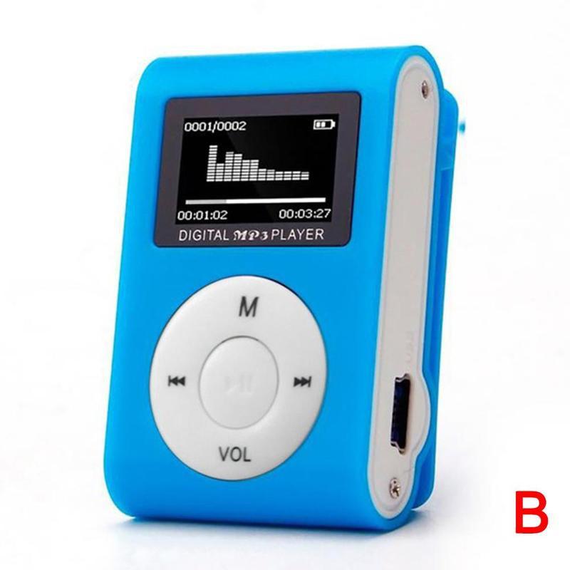 4 Colors MP3 Player Mini Usb Clip Mp3 Player Lcd Screen 32gb Supports Sd Reader Tf Stereo Micro Card Jack Player Music C8H8: blue