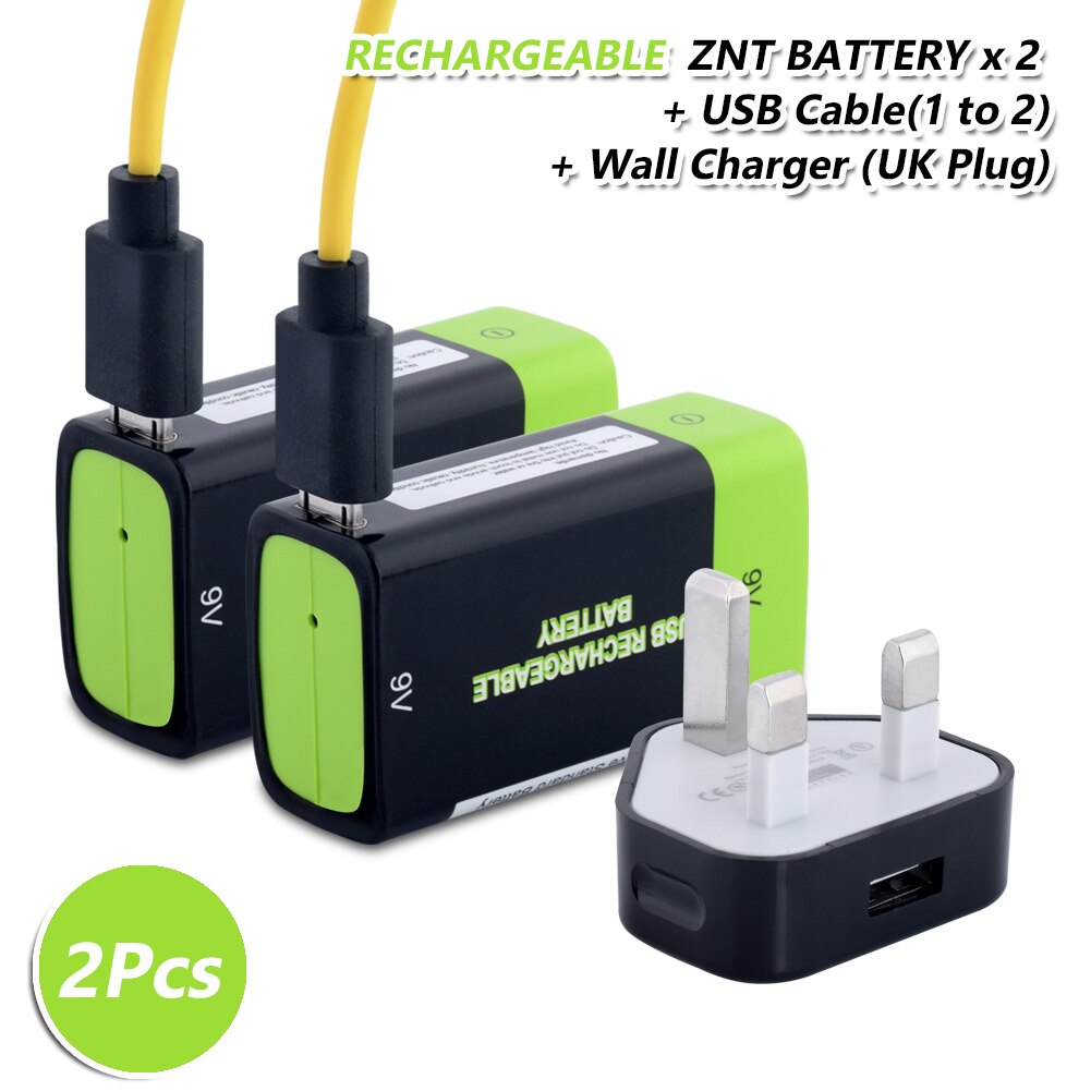 2x Oplaadbare 600Mah 9 V Lithium-polymeer Lipo Batterijen Usb Charger 9 Volt 48X25.6X16.9Cm li-Polymer Batterij Met Usb-kabel: 2pcs usb UK charger