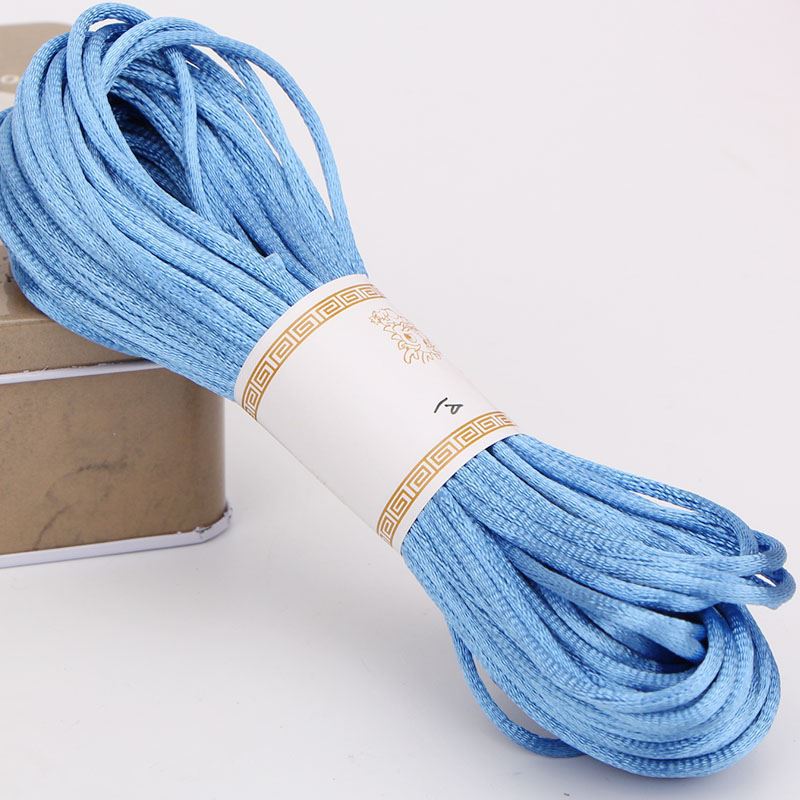20m färger mjukt satin siden macrame sladdar diy kinesisk knut handgjorda väva rep smycken fynd pärlor dekorativt snöre touw: Blå sladdar