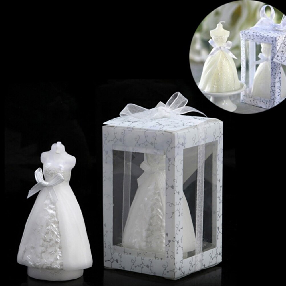 1Pcs Gown Dress Art Kaars Wit Wedding Bridal Bruid Kaarsen Wedding Party Benodigdheden Thuis Decors
