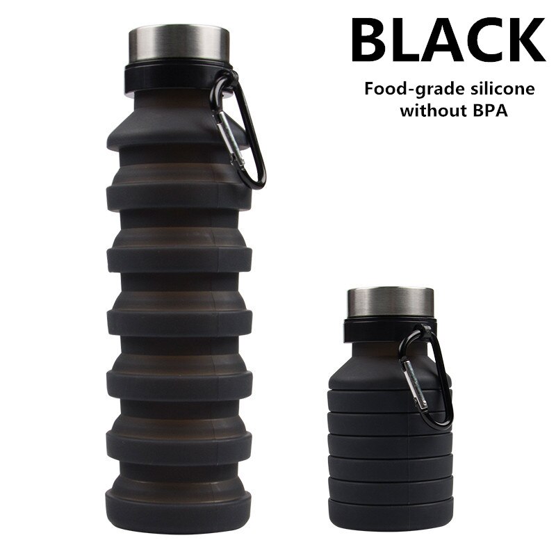 470 ml/550 ml bærbare silikone vandflaske, der kan trækkes tilbage sammenfoldelig kaffeflaske e udendørs rejseværktøj sammenklappelige sportsflasker: 1