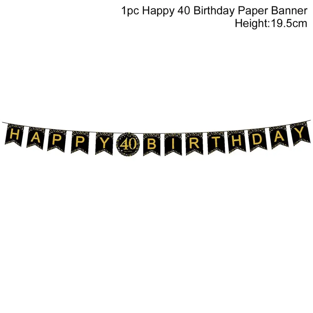 Cheer 40 Black Gold Balloon Happy Birthday 40 Years Balloons 40th Birthday Party Decoration Adults Foil Latex Baloon 40 Birthday: Deep Sapphire