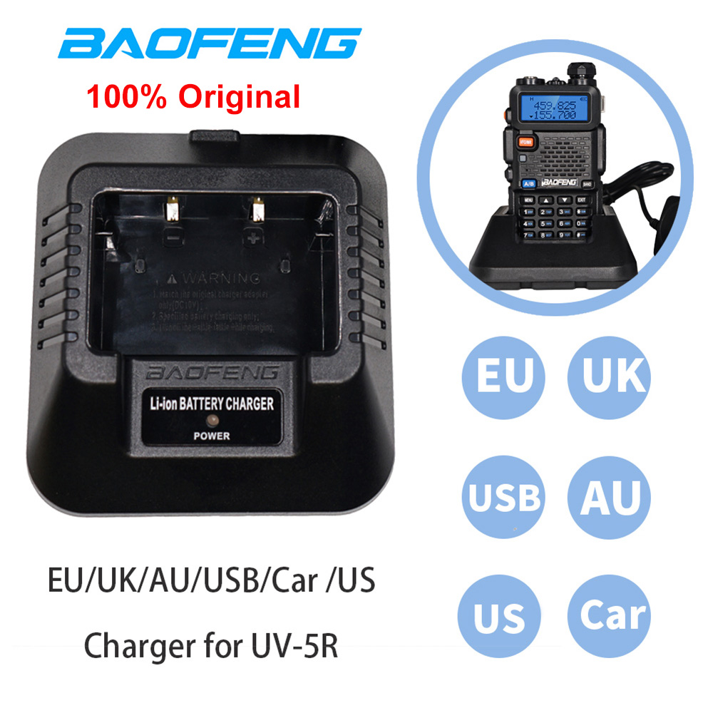 Original Baofeng UV-5R UE/EE. UU./REINO UNIDO/USB/cargador de batería de coche Radio bidireccional UV5R DM-5R cargador Baofeng Walkie Talkie UV-5R Accesorios