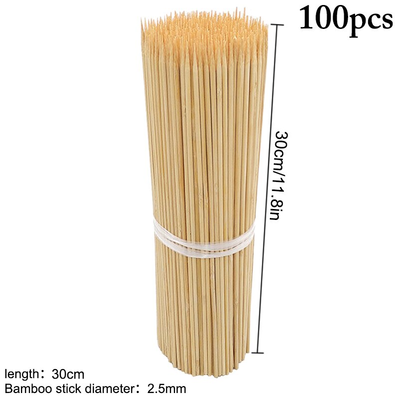 100PCS Bamboo Skewers Natural Disposable Skewer Sticks Kebab Skewers for Grill Bamboo Meat Tool Disposable Long Sticks: B