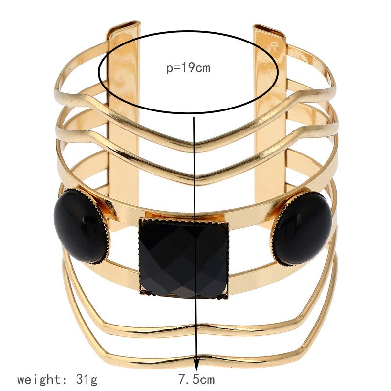 LZHLQ Geometric Multilayer Wire Bangle Trendy Maxi Opened Resin Cuff Bracelet For Women Brand Jewelry Accessories