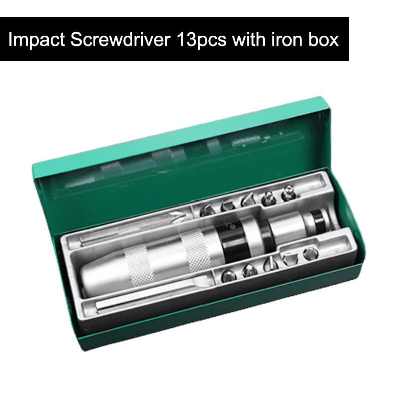13/12/7PCS Impact Screwdriver Hammer Head Sets with Box Portable Heavy Duty Shock screw Driver Chisel Bits Tools Socket Kit: Green, Purple