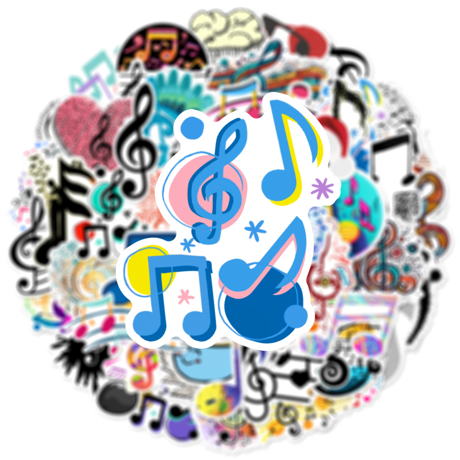 10/30/60 Uds. Pegatinas de grafiti de notas musicales divertidas calcomanía de dibujos animados DIY Scrapbooking portátil maleta para guitarra monopatín juguete para niños