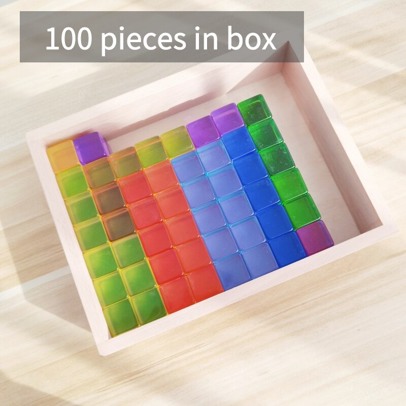 Acryliic Rainbow Blocks Cubes Gem Blocks Toys For Kids Transmission Cubes Stacking Early Educational Toys For Children