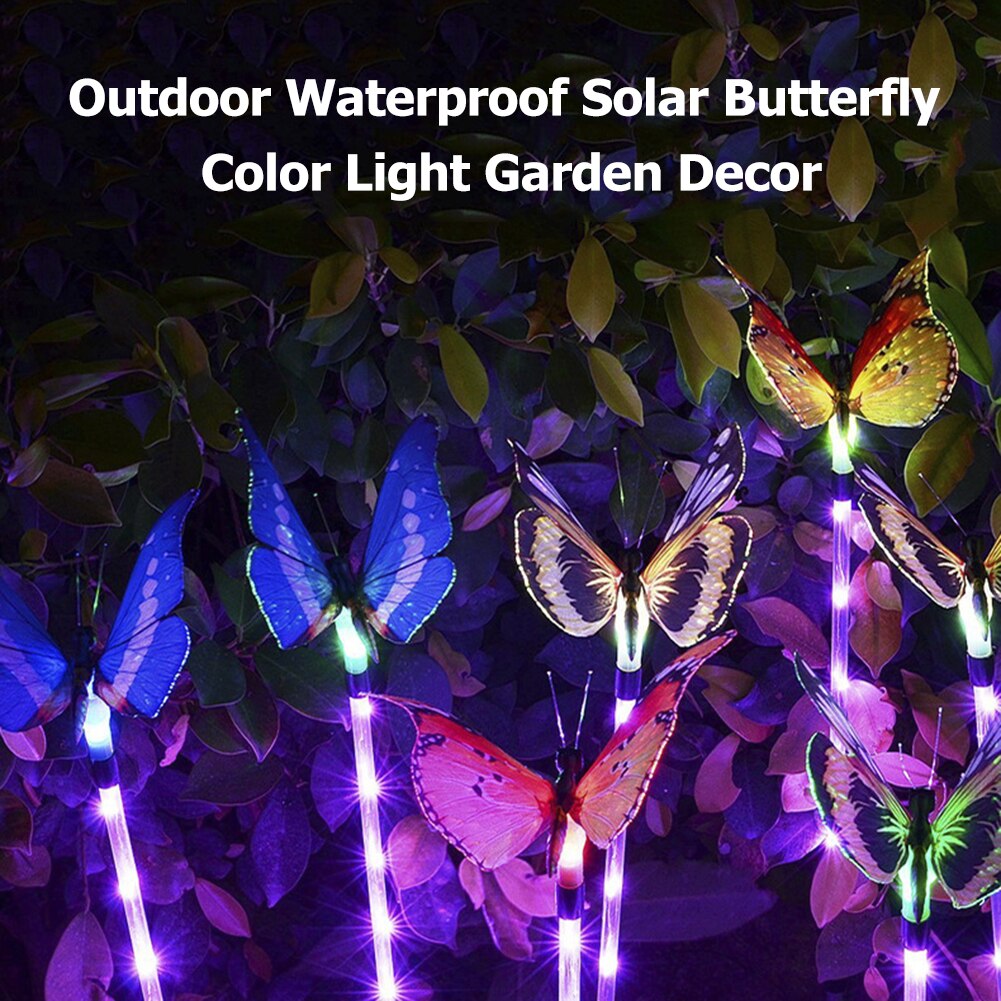 3pc vlinderzonnelampen voor in de tuin, 7 van kleur veranderende buitenpatio's,  ip65 kerstverlichting voor in de achtertuin, tuinpaddecoratie