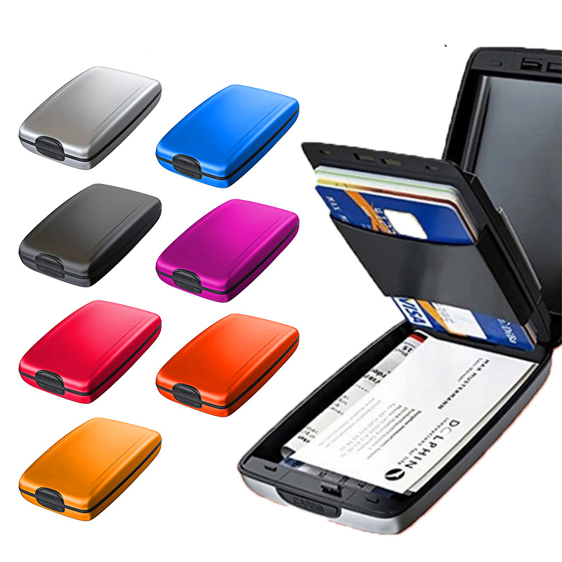 Bank Kaarthouder Blocking Hard Case Wallet Solid Credit Card Anti Scanning Bescherming Credit Kaarthouder Rfid Coin portemonnee