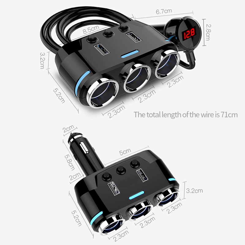 AZGIANT Three Cigarette Lighter Sockets LED Indica... – Vicedeal