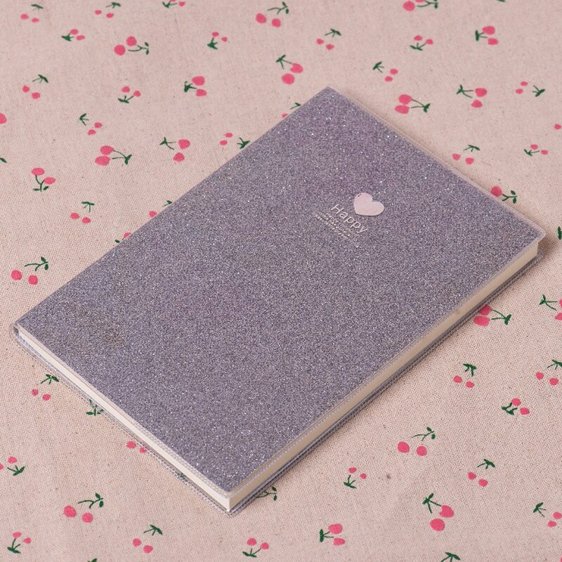 Mini cuaderno de corazones de PVC, Agenda escolar brillante, cuaderno Kawaii de papel, Agenda, Agenda, cuaderno de bocetos, para niñas: SILVER