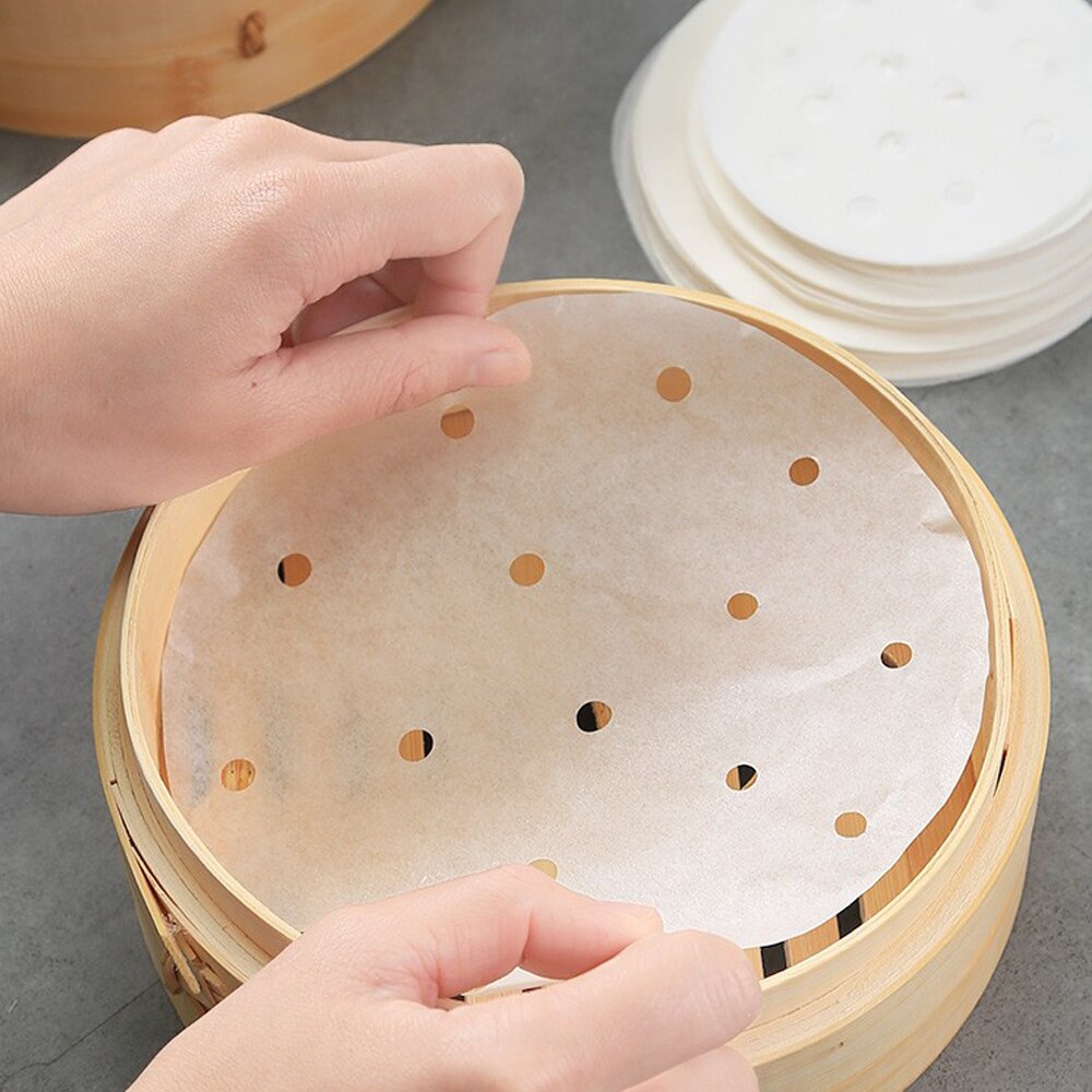 Vaporizador de pulpa de madera perforada Premium para freír aire de 7/100 pulgadas, alfombrilla para cesta herramientas de cocina para hornear antiadherente, 8/9 unidades