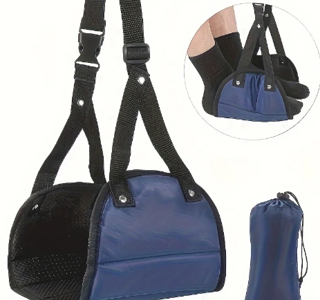 Hamacas de pie ajustables para viaje, coche, descanso de avión, colgante de oficina, almohadillas de pie de soporte de pierna simple, hamacas de pie: Negro