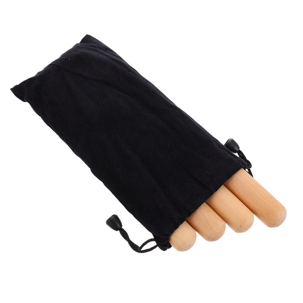 1 Set Rhythm Stick Portable Durable Musical Percussion Instrument Wood Claves Lummi Stick with Bag for Kids