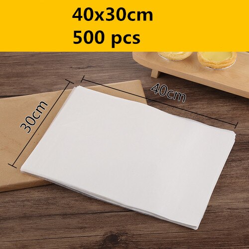 500 pcs white Rectangle NonStick Cookie Parchment Paper Baking Pan Oil butter paper bakery tools barbecue BBQ paper bakeware mat: 40x30cm
