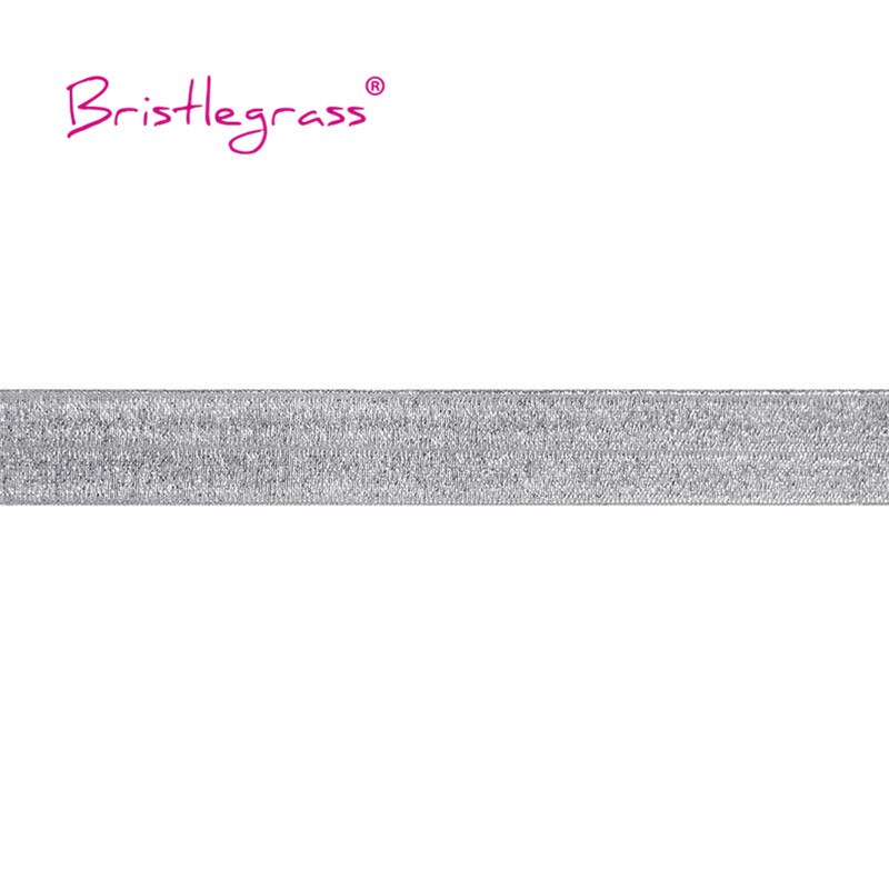 Bristlegrass 5 Yard 3/4 &quot;20Mm Zilveren Glitter Foe Vouw Over Elastiek Spandex Bands Tape Pols Haar Tie Hoofdband jurk Naaien Trim: Silver Grey