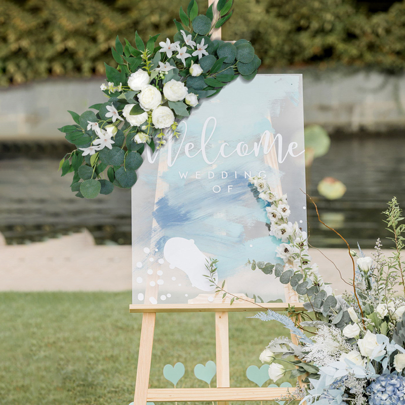 1 unidad de flores artificiales para arco de boda, guirnalda de eucalipto de rosa roja bohemia, cortinas, decoración del hogar, decoraciones de boda, letrero de bienvenida