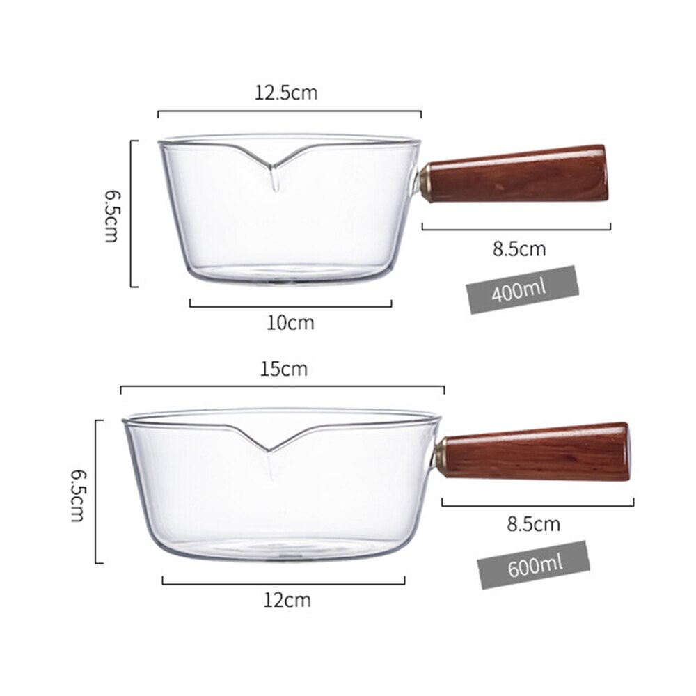 Glas Kokend Pot Melk Instant Noodle Pot Japanse Houten Handvat Koken Ei Pot Koreaanse Kookgerei Keuken 400Ml/600Ml Pot