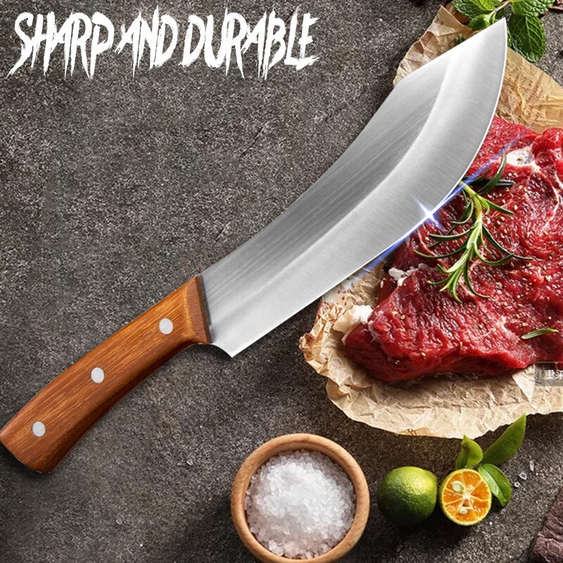 Handmade Kitchen Knife Stainless Steel Butcher Knife Sharp Meat Cleaver Slicing Chopping Chef Knife