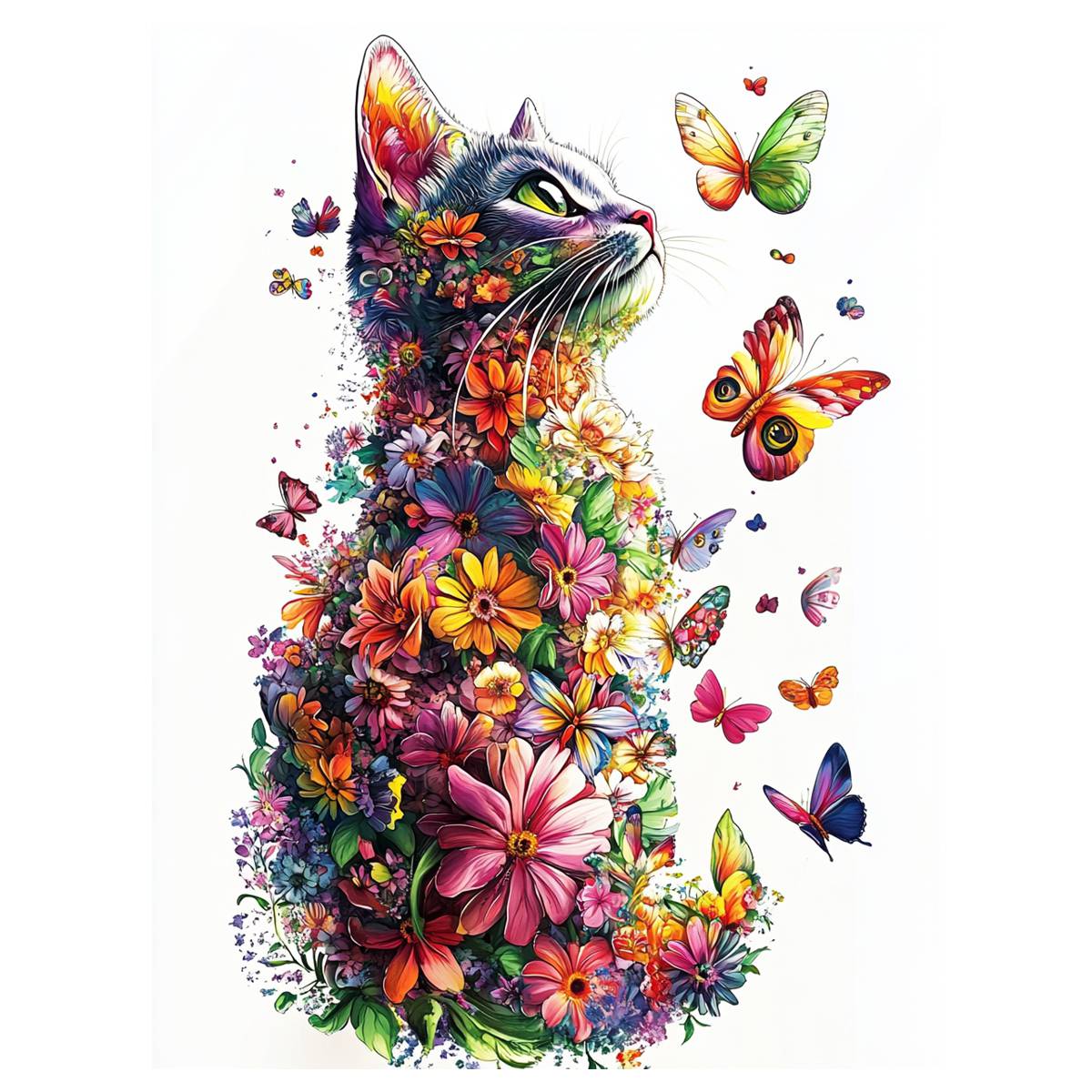 1pc 40X50CM/15.74*19.7inch Flower cat cross stitch Kit DIY kit 11CT/14CT Eco-cotton Thread for Wall decoration