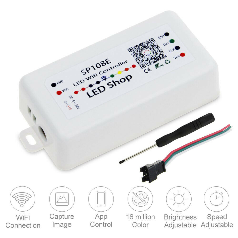 ws2812b Matrix Controller,SP108E WS2812B WS2811 LED WiFi Controller, iOS Android App Wireless Remote Control DC5V~24V for SK6812