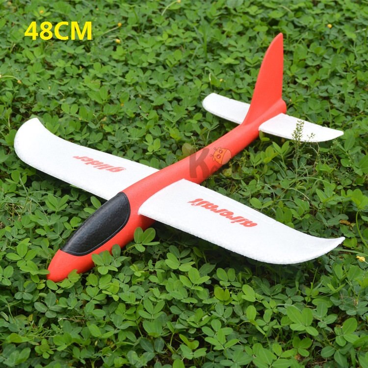 Hand Werfen Fliegen Segelflugzeug Flugzeuge Schaum Flugzeug Spielzeug Kinder Große Schaum Flugzeug 48 CM/38CM Hand Werfen Flugzeug outdoor Spielzeug für Kinder: 48CM Red white