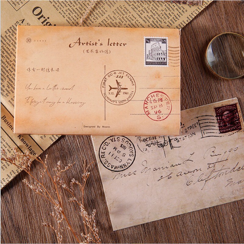 30pcs/pack Classical Famous Europe Building Vintage Style Memory Postcard Set Greeting Cards Cards Postcards